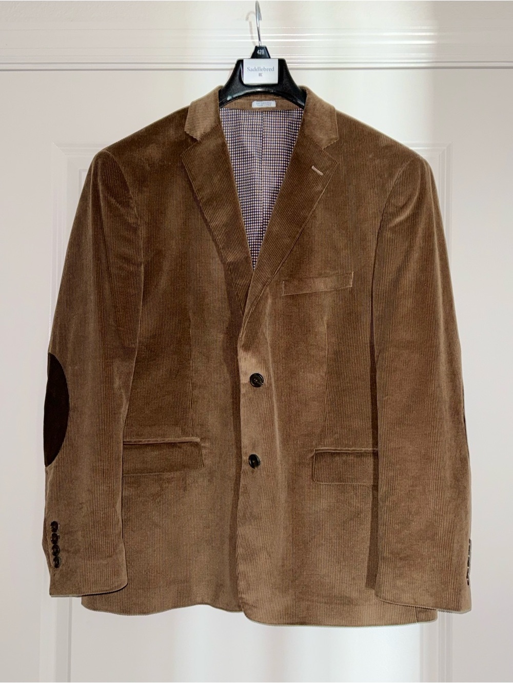 Saddlebred Heritage Corduroy Mens 42S Dark Elbow Patches Brown Sport Jacket Blaz